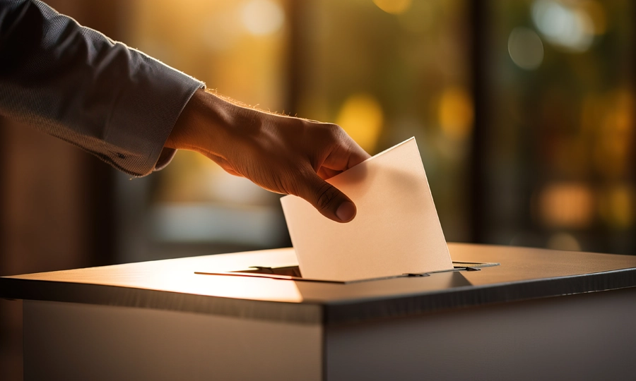 Illustration zur Kommunalwahl in Bayern mit Stimmzettel